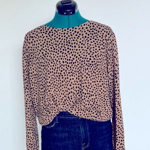 J Crew Cheetah Print Teddy Sweater Fine knit Cotton